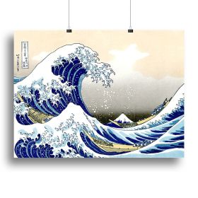 A big wave off Kanagawa by Hokusai Canvas Print or Poster (Type: Standard Framed Canvas Print, size: 32" x 24" / 80cm x 60cm (approx))