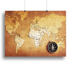 old nautical treasure map illustration Canvas Print or Poster (Type: Standard Framed Canvas Print, size: 24" x 16" / 60cm x 40cm (approx))