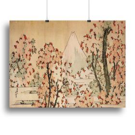 Mount Fuji behind cherry trees and flowers by Hokusai Canvas Print or Poster (Type: Poster Print, size: 32" x 24" / 80cm x 60cm (approx))
