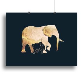 Black gold elephants 2 Canvas Print or Poster (Type: Poster Print, size: 32" x 24" / 80cm x 60cm approx)