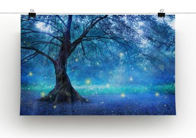 Fairy Tree In Mystic Forest Canvas Print or Poster (Type: Poster Print, size: 32" x 24" / 80cm x 60cm (approx))