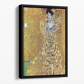Portrait of Block Bauer 2 by Klimt Floating Framed Canvas (Color: Black, size: 40" x 26" / 100cm x 65cm (approx))