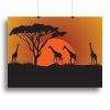 Silhouettes of giraffes in safari sunset Canvas Print or Poster