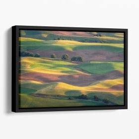 Colorful Palouse Floating Framed Canvas (Color: Black, size: 24" x 16" / 60cm x 40cm (approx))