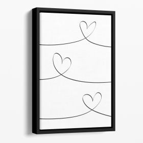 One Line 02 Floating Framed Canvas (Color: Black, size: 12" x 8" / 30cm x 20cm (approx))