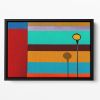 Lamp And Striped Wall Floating Framed Canvas