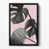 Monstera Pink No 04 Floating Framed Canvas