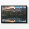 Sunset At Lake Carezza Floating Framed Canvas